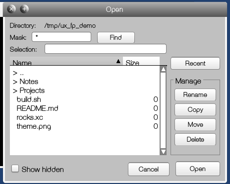 The toolkit file panel on GEM